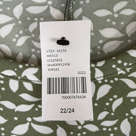 Lane Bryant NWT Women Size 22/24 Cap-Sleeve Wrap Midi Dress Leaves and Dots - Picture 4 of 11